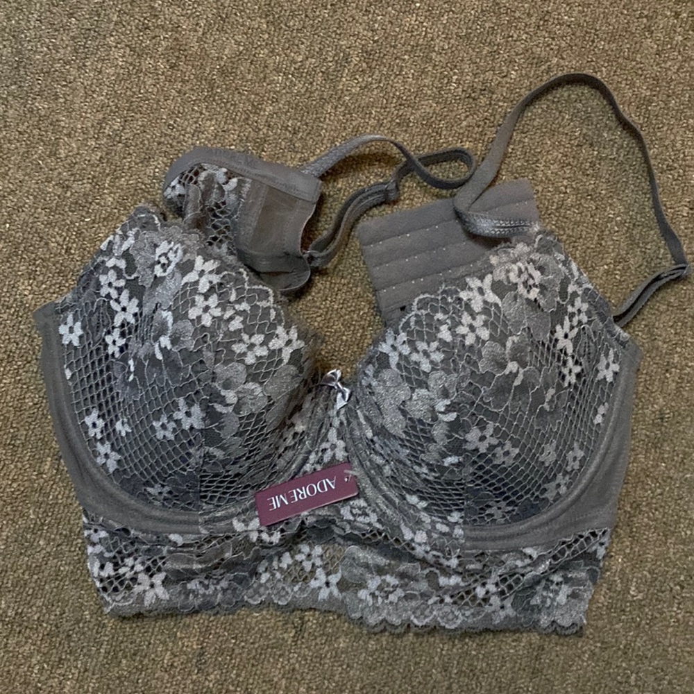 Gray lace bra